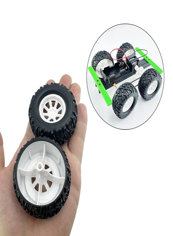 URIMPAVIDO 4PCS Toy Car Wheel Model Car Rubber Tire Wheels with Metal Shaft Round Rod Axles for RC Car Truck Robot DIY Model Toy Wheel Replace Parts (3x55mm) - Image 2